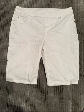Tribal White Denim Bermuda Shorts
